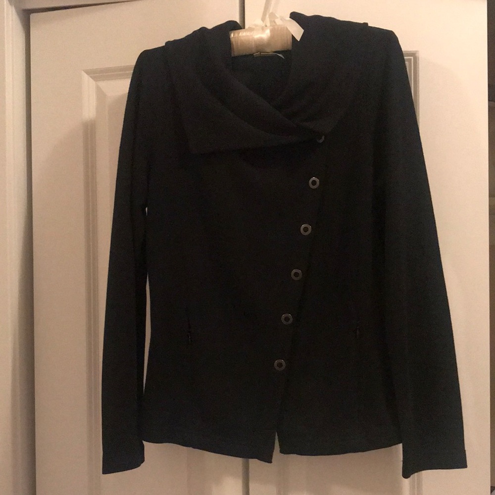 Royal Robbins asymmetrical button front sweater